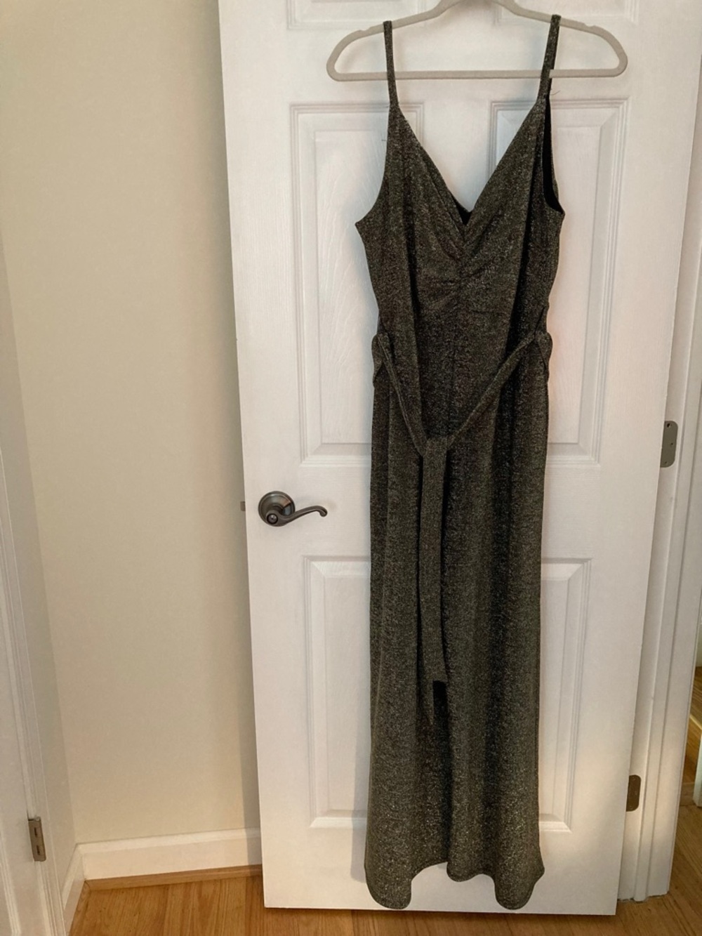 Forever 21 Shimmery Charcoal Jumpsuit with Waist Tie